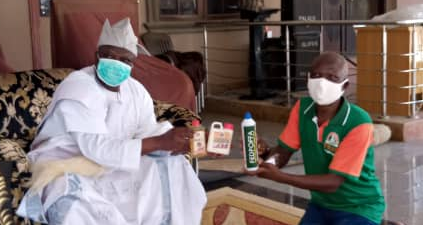 Presenting Covid-19 Sanitizer to Olofa